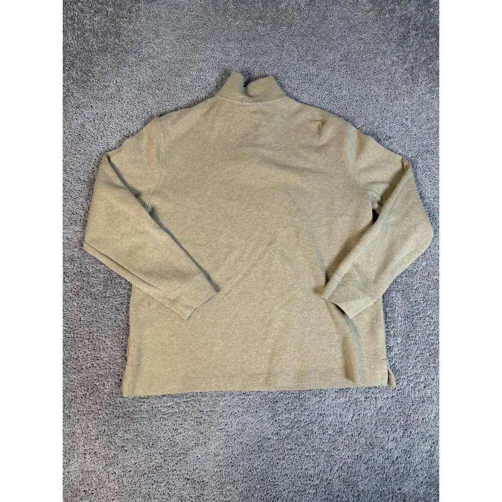 Polo Ralph Lauren Sweater Mens XL Beige Mock Neck 1/4 Zip Cotton Pullover